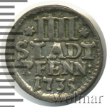 Гессен-Дармштадт 4 пфеннига, 1735 (4 пфеннинга. Германия. Хильдесхайм 1735г. Ag.)