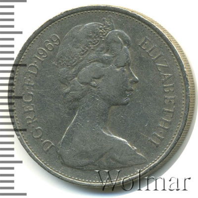 Великобритания 10 новых пенсов, 1969 (10 пенсов. Великобритания 1969г. Cu-Ni.)