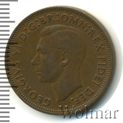 Великобритания ½ пенни, 1951 (1/2 пенни. Великобритания 1951г. Cu.)