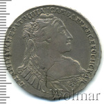 Полтина 1734 г. Анна Иоанновна. Тип года. С кулоном на груди. Крест державы узорчатый (Полтина 1734г. Ag. Петров - 2,25 рубля.)
