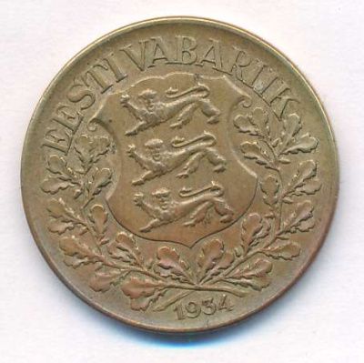 Эстония 1 крона, 1934 (1 крона Эстония. 1934)