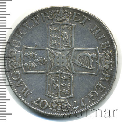 Англия 1 крона, 1707 (1 крона. Великобритания 1707г. Ag.)