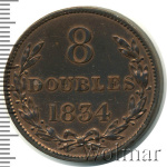 Гернси 8 дублей, 1834 (8 дублей. Гернси 1834г. Cu.)