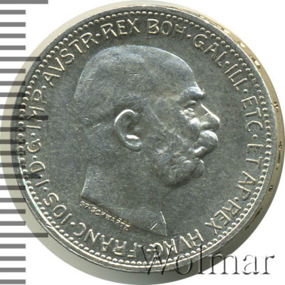 Австрия 1 крона, 1914 (1 крона. Австрия 1914г. Ag.)