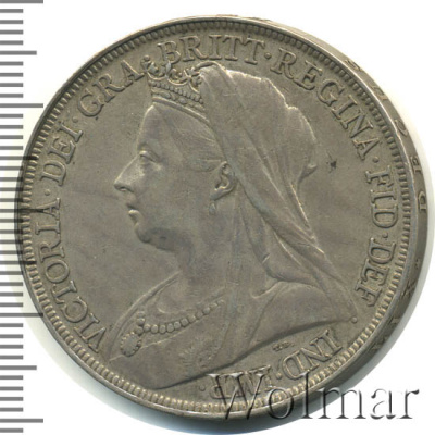 Великобритания 1 крона, 1895 (1 крона. Великобритания 1895г. Ag.)