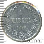 1 марка 1890 г. L. Для Финляндии (Александр III). (1 марка. Финляндия 1890г. L. Ag.)