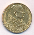 Ватикан 100 лир, 1929 (100 лир. Ватикан. М-8,79г 1929)