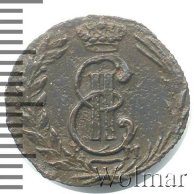 Полушка 1774 г. КМ. Сибирская монета (Екатерина II). Тиражная монета (Полушка. Сибирь 1774г. КМ. Cu. RR, Ильин - 1 рубль,  Петров - 5 рублей)