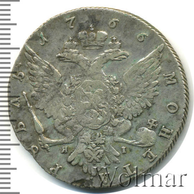 1 рубль 1766 г. СПБ ЯI. Екатерина II (1 рубль 1766г. СПБ TI ЯI. Ag. Петров - 2,5 рубля.)