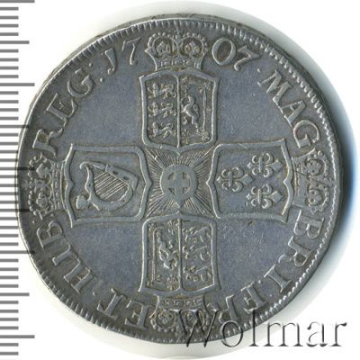 Англия 1 крона, 1707 (1 крона. Великобритания 1707г. Ag.)