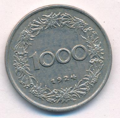 Австрия 1000 крон, 1924 (1000 крон Австрия. 1924)