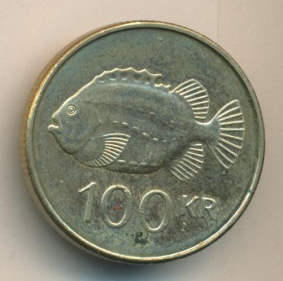 Исландия 100 крон, 2004 (100 крон. Исландия. 2004)