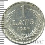 Латвия 1 лат, 1924 (1 лат. Латвия 1924г. Ag.)