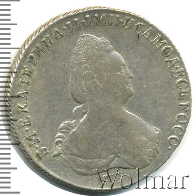 1 рубль 1796 г. СПБ IC. Екатерина II. (1 рубль 1796г. СПБ TI IC. Ag. Петров - 3,5 рубля, Ильин - 3 рубля.)