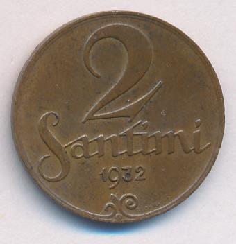 Латвия 2 сантима, 1932 (2 сантима. Латвия. 1932)