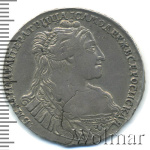 Полтина 1734 г. Анна Иоанновна. Тип года. С кулоном на груди. Крест державы узорчатый (Полтина 1734г. Ag. Петров - 2,25 рубля.)