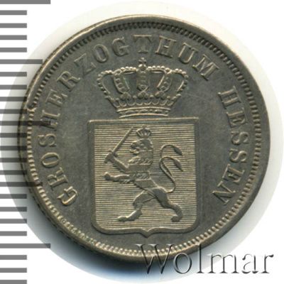 Гессен-Дармштадт 6 крейцеров, 1848 (6 крейцеров. Гессен-Дармштадт. Германия 1848г. Ag.)