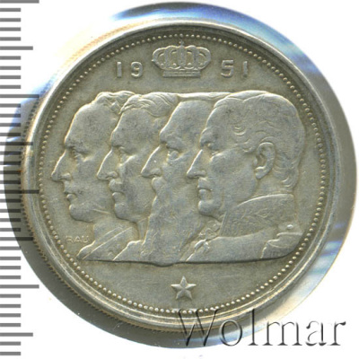 Бельгия 100 франков, 1951 (100 франков. Бельгия 1951г. Ag.)