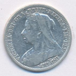 Великобритания 3 пенса, 1901 (3 пенса. Великобритания 1901)