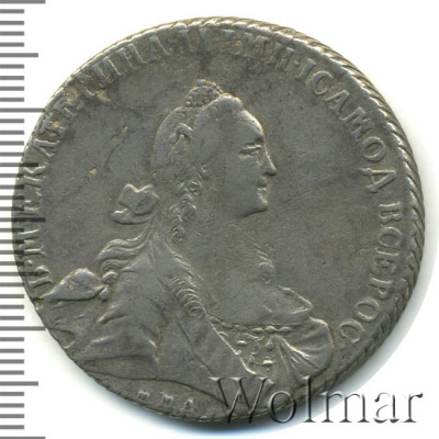 1 рубль 1768 г. ММД EI. Екатерина II (1 рубль 1768г. ММД EI. Ag. RR, Ильин - 3 рубля.)