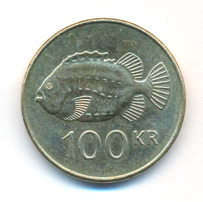 Исландия 100 крон, 2004 (100 крон. Исландия. 2004)