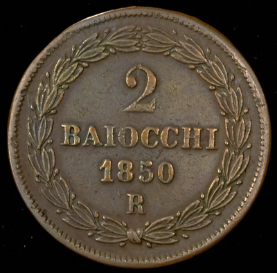 Папская область 2 байокко, 1850 (2 байочи 1850 (Ватикан))