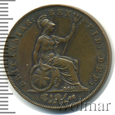 Великобритания ½ пенни, 1826 (1/2 пенни. Великобритания 1826г. Cu.)