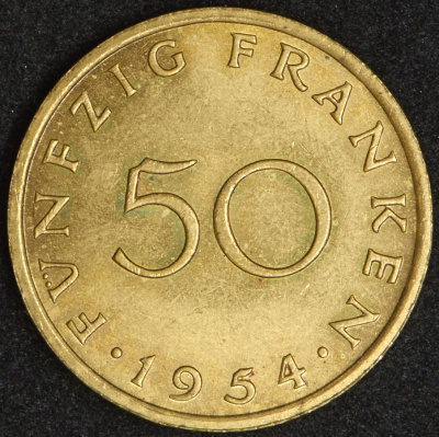 Саар 50 франков, 1954 (50 франков 1954 (Саарланд. Франция))