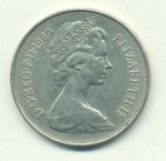 Великобритания 10 новых пенсов, 1969 (10 пенсов. Великобритания 1969)
