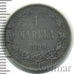 1 марка 1890 г. L. Для Финляндии (Александр III). (1 марка. Финляндия 1890г. L. Ag.)