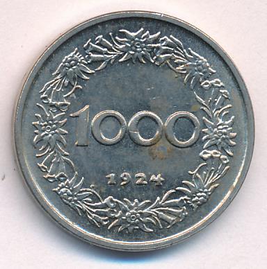 Австрия 1000 крон, 1924 (1000 крон. Австрия. 1924)