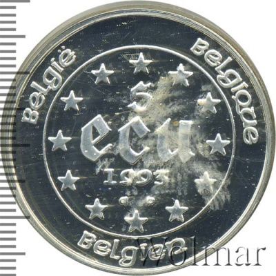 Бельгия 5 ЭКЮ, 1993 (5 экю. Бельгия 1993г. Ag.)