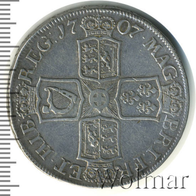 Англия 1 крона, 1707 (1 крона. Великобритания 1707г. Ag.)