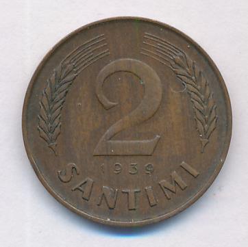 Латвия 2 сантима, 1939 (2 сантима Латвия. 1939)