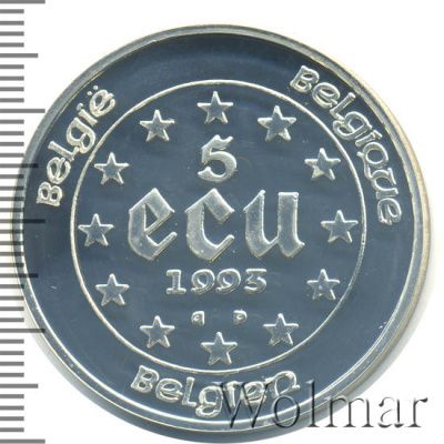 Бельгия 5 ЭКЮ, 1993 (5 экю. Бельгия 1993г. Ag.)