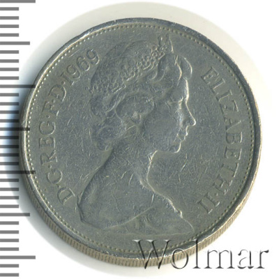Великобритания 10 новых пенсов, 1969 (10 пенсов. Великобритания 1969г. Cu-Ni.)