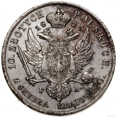 10 злотых 1825 г. IB. Для Польши (Александр I). (10 Zlotys, 1825, Варшава.)