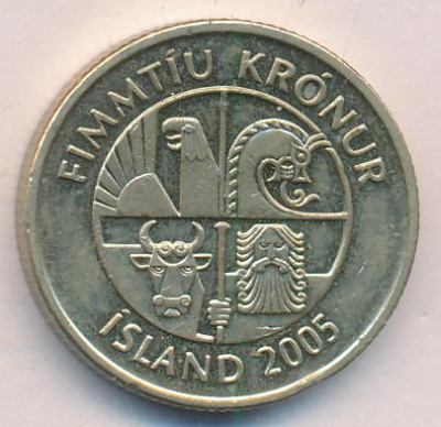 Исландия 50 крон, 2005 (50 крон Исландия. 2005)