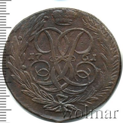 5 копеек 1761 г. Елизавета I. Без обозначения монетного двора (5 копеек 1761г. Cu.)