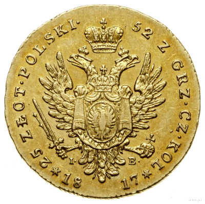 25 злотых 1817 г. IB. Для Польши (Александр I). (25 Zlotys, 1817 IB, Варшава.)