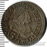 Австрия 3 крейцера, 1672 (3 крейцера. Австрия 1672г. Ag.)