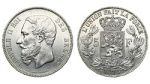 Бельгия 5 франков, 1875 (Бельгия. Леопольд II. 5 франков 1875 года.)