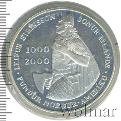 Исландия 1000 крон, 2000 (1 000 крон. Исландия 2000г. Ag.)