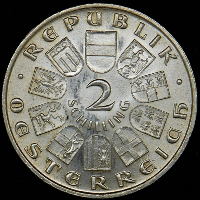 Австрия 2 шиллинга, 1933 (2 шиллинга 1933 "Смерть Игнаца Зейпеля" (Австрия))