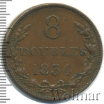 Гернси 8 дублей, 1834 (8 дублей. Гернси 1834г. Cu.)