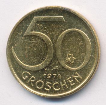 Австрия 50 грошей, 1974 (50 грошей. Австрия 1974)