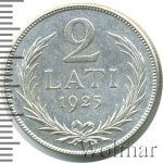 Латвия 2 лата, 1925 (2 лата. Латвия 1925г. Ag.)