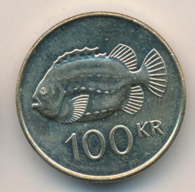 Исландия 100 крон, 2007 (100 крон. Исландия. 2007)