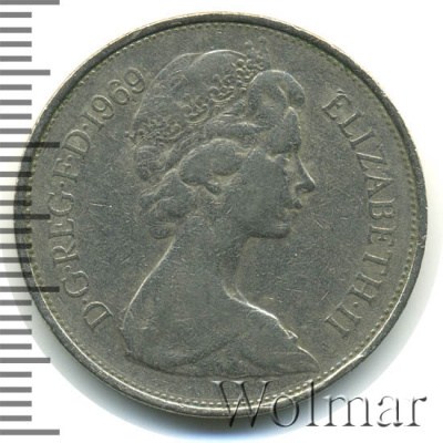 Великобритания 10 новых пенсов, 1969 (10 пенсов. Великобритания 1969г. Cu-Ni.)