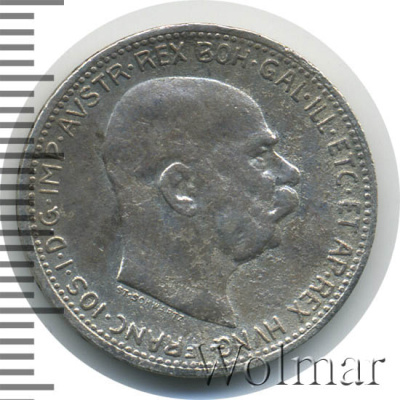 Австрия 1 крона, 1914 (1 крона. Австрия 1914г. Ag.)